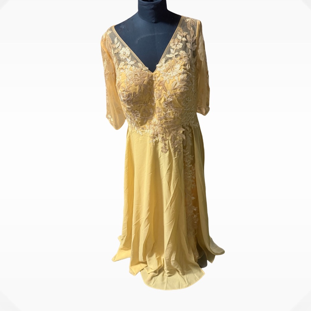 Elegant Yellow Lace Dress